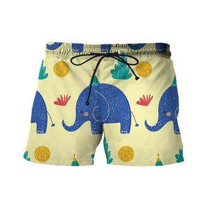 Calça shorts masculinos Casual Summer Baby Elephant Series 3D Print Full Unissex Sking Swimming Swimming Sathings Fashion Street Sports