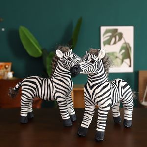 30 cm verkliga liv stående zebra fylld djur plysch leksaksimulering zebra dollfotografering props jul födelsedagspresenter för barn la615