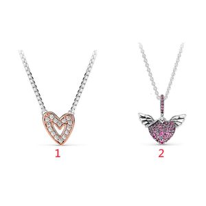 White Copper Pandoras New Year of the Closely Inlaid Angel Wings Hand Painted Fashion Luxury Classic Designer Necklace for Women Valentine's Jewelry Gift wholesale