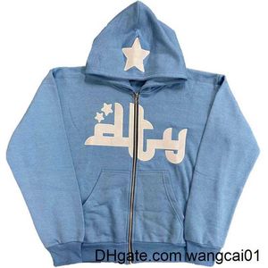 Men's Hoodies Sweatshirts Rhinestone Gothic Punk Star Long Seve Zip Hoodie Harajuku Hip Hop streetwear Grunge Fashion Punk Sports Jacket Y2k Jacket Men