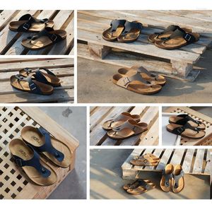 Тапочки Cosmagic 2023 Summer Men Men Solid Color Cork Flip Flops Slapper Casual Beach Женщины за пределами не скользящих слайдов