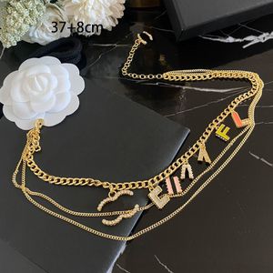 Women Choker Letter Pendant Necklaces Love Jewelry Necklace Party Gift 18K Gold Chain Fashion Quality Necklace Springtime Couple Jewelry Chain