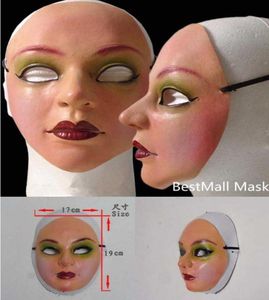 Divertente Cos Maschera femminile in lattice silicone Machina realistica maschere di pelle umana Halloween danza mascherata Bella Pary genere rivela wo5303857