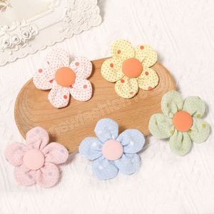 Fashion Cotton and Hemp Flower Infant Hair Clips Cute Print Bangs Hairpins Sweet Baby Accessories Clothing Decoration