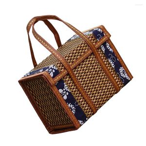 Servis uppsättningar av fruktkorg vävda korgar picknick hamper tote shopping väska handväska bambu handvävd förvaringslåda barn