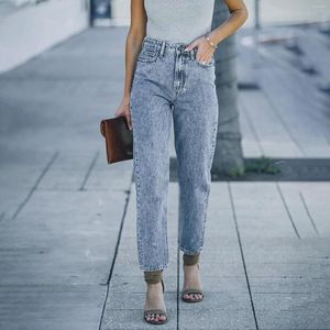 Women's Jeans Woman High Waist Straight Blue Denim Streetwear Vintage Pants