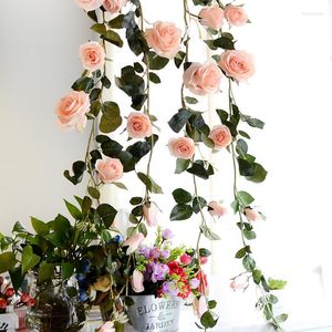 Dekorativa blommor största clearance 180 cm Artificial Flower Decor Rose Wine Christmas 2023 Year Wedding Decoration Lower String Home