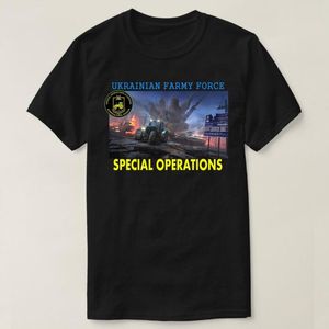 Camisetas masculinas Fazendas ucranianas Força Tractor Puxando Tank Camisa de Operações Especiais. Camisetas casuais de algodão de manga curta