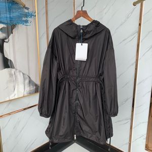 Women's Jackets 2023 Mid length Waterproof Sun Protection Fashion Casual Waist Hooded Solid Windbreaker Coat for Women 230418