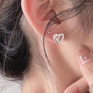 Stud Earrings Simple Design Silver Hollow Heart Drop For Women Brand Fashion Ear Cuff Piercing Dangle Earring Gift