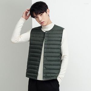 Gilet da uomo Uomo 90% Piumino bianco Abbigliamento da uomo Gilet ultraleggero Cappotto senza maniche portatile Uomo Collo tondo invernale Fodera calda