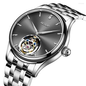 Armbanduhren Aesop Manual Mechanical Tourbillon Sapphire Watches For Men Waterproof Flying Movement Watch Steel Belt Luxury