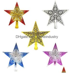Dekoracje świąteczne Tree Topper Ornament Plastikowe wydrążenie dekoracyjne pięć spiczasty gwiazd