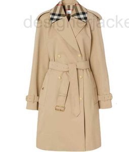 Women's Trench Coats Designer boutique long trench coat for women Spring Autumn 23 new high-end temperament British style double breasted lace up waist JRYO