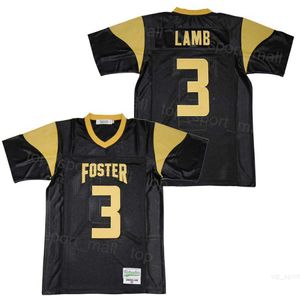 High School Football 3 Ceedee Lamb Jerseys Foster Falcons Moive para fãs do esporte Cor da equipe Costura preta e Ed respirável puro algodão universitário pulôver uniforme