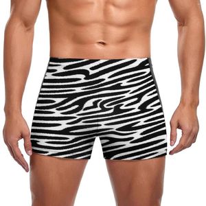 Roupa de banho masculina Black Zebra Stripes Nada de nadar Moderno Animal Moderno Moda brilhante Boxers de natação Durável Praia Grande Tamanho Men