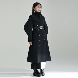 Kadın Ceketleri 2023 Kış Tasarımcısı Ceket Kabarcığı Sıkışmış Bel Çift Yemeli Tüvit Midongth Cotel Hendek 230418