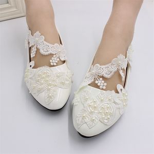 Sandaler White Lace Wedding Shoes Flat Dress Bride Bridesmaid Fashion Women's BH163 230419