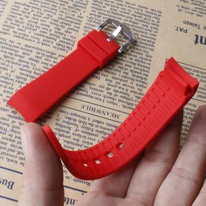Watch Bands Watchband Curved End Silicone Rubber Orange Red Waterproof Straps Bracelet 18mm 19mm 20mm 21mm 22mm 24mm Accessories
