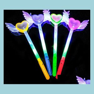 Sonstiges Event Partyzubehör LED-Zauberstäbe Flash Fairy Angel Heart Wings Zauberstab Cosplay Fancy Dress Glow Sticks Light Up Atmosphere Dhvpt