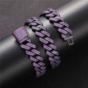 Charker Black Purple Punk Iced Out Correias Cubanas para homens Mulheres de alta qualidade Zircônia de zircônia de hip hop jóias