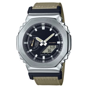 Unisex Sports Digital Quartz 시계 GM2100C 원래 충격 시계 자동 핸드 리프트 램프 LED 합금 다이얼 Nylon Strap Full Function World Time Oak Series