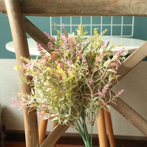 Kwiaty dekoracyjne plastikowe sztuczne rośliny domowe salon wystrój fałszywy roślina koni morska trawa ślubna akcesoria do dekoracji ściany