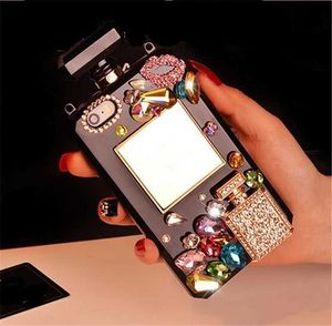 Mobiltelefonfodral Luxury Glitter Crossbody Parfym Bottle Phone Case för iPhone 7 8 Plus X XR XS 11 12 13 14 Pro Max Bling Rhinestones for Women T230419