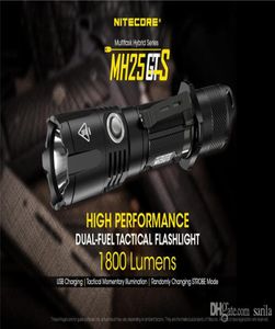 Фонарик NITECORE MH25GTS XHP35 HD LED, 1800 люмен, зарядка через USB, тактические фонари с 1 аккумулятором NI1835HP, 3500 мАч9743152