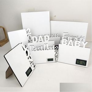 Quadros e molduras sublimação em branco relógio eletrônico Po moldura Álbum de transferência de calor Carta de personalidade DIY Desktop de madeira D Dhgarden dhonz