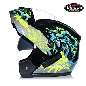 Motorcycle Helmets Racing Motocross Modular Dual Lens Helmet Full Face Safe Flip Up Cascos Para Moto