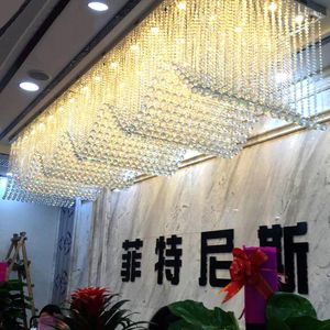 Chandeliers Wave Design Large Crystal Chandelier Modern Villa Lamp AC110V 220v LED Cristal Foyer Lights Long El