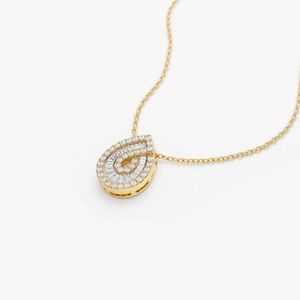 VLOVE Jewelri Ciondolo personalizzato 14K a forma di goccia Baguette e collana con diamanti rotondi