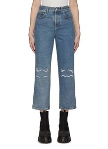 Designer LW Embroidery Anagram Jeans Cropped Trousers Women Female Spring Summer Fashion High Waist Wide Leg Flare Straight Pants Casual Style Loose Trouser