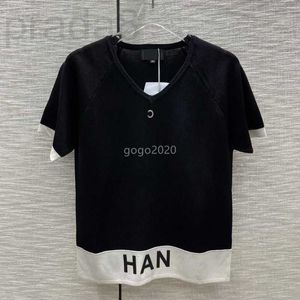 Women's T-Shirt Designer 2023 SS Viscose Tee Knits Tops With Letter Pattern Milan Runway Crop Top T-shirt Clothing High End Custom Elasticity Pullover Sweaters Shirt KB