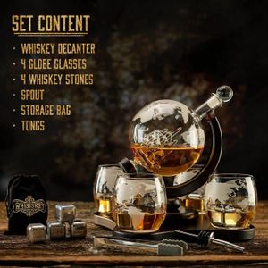 Strumenti bar NANCIHUI Decanter in vetro creativo Set da 4 tazze Bottiglia di whisky Distributore di vino Ufficio Soggiorno Bar globo ornamenti 231118