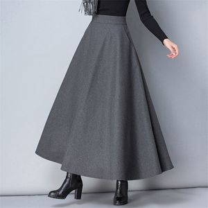 Saias de inverno mulheres saia de lã longa moda moda cintura alta saias de lã básica