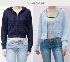 Kobiety swetry z długim rękawem uprawy z Zip Autumn Swater SWEATER FOR GIRLY BRANDY MANY Top 231118