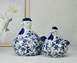 and Blue White Ceramic Chicken Creative Wedding Gift Living Room Newlywed Tv Cabinet Home Furnishings Ornaments9993216