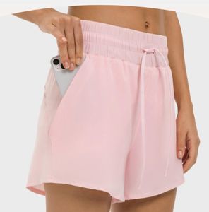 Lu-361 shorts de cordão com roupas de ioga de bolso calças elásticas da cintura quente e respirável de ginástica de ginástica respirável de academia