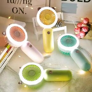 Cute Fan USB Rechargeable Handheld Misting Fan Portable Mini for Travel Outdoor Air Cooling Fans with Light for Party Gifts