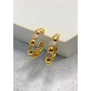 Ohrstecker Mode Moderne 14 Karat 18 Karat Gold gefüllt Zirkon Twist Ohrring Kreis 40 50 mm CZ Hoop Huggie Ohrring Chic Schmuck Großhandel