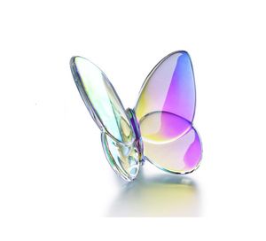 Decorative Objects Figurines Colored Glaze Crystal Butterfly Ornaments Home Decoration Crafts Holiday Party Gifts 230418