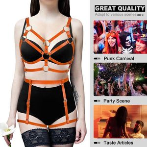 Ligas gaiola sutiã arnês de couro conjunto moda liga cinto erótico meia suspensórios cintas corpo bondage lingerie feminino cintos perna feminino