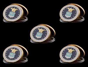 5pcs America Gold Plated Coins Craft Department Of The Air Force Military Challenge Coin Collection5867964
