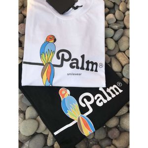 T-Shirts Tasarımcı Moda Giyim Lüks Erkekler Sıradan Tees Palmes Angel Cartoon Parrot Mektubu Yuvarlak Boyun Kadınlar Kısa Kollu Gevşek Çok Yönlü T-Shirt