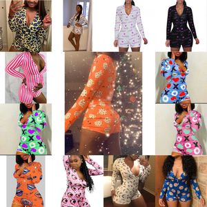 Women Long Sleeved Jumpsuits Cartoon Lips Print Fashion Skinny Pajamas Sexy Rompers Homewear Pullover Comfortable Slim Fit Onesies