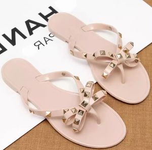 Nya Bow Willow Nail Slippers Flip-Flops Women's Summer Europe och America Slipper Crystal Sandals