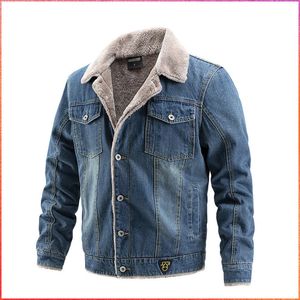 Mäns jackor Autumn Winter Men's Plus Velvet Coat Women's Jeans Jackrock Tjockat koreanska kläder Ljus denimjacka LAPEL 231118