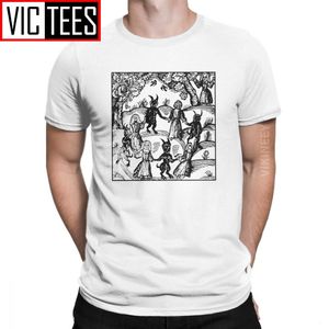 Camisetas de camisetas masculinas dança com a camiseta do diabo Men puro algodão camiseta caveira cabra bohemian pagã wiccan Horror por atacado roupas 230419